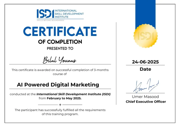 Online Digital Marketing Course Certificate